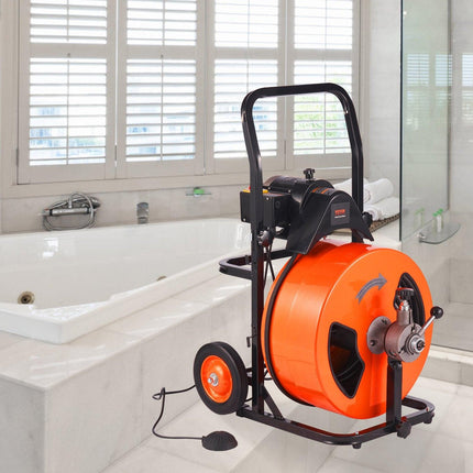 Drain Cleaner Machine Electric Drain Auger 100 FT x 3/4In Auto Feed.