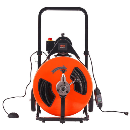 Drain Cleaner Machine Electric Drain Auger 100 FT x 3/4In Auto Feed.