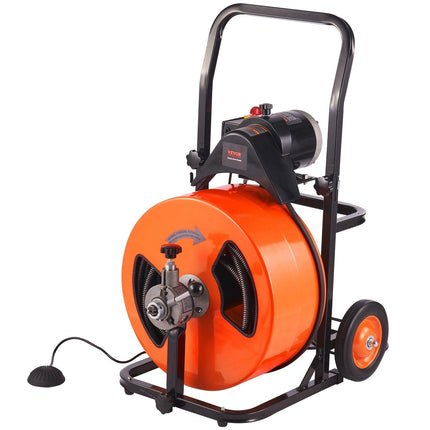 Drain Cleaner Machine Electric Drain Auger 100 FT x 3/4In Auto Feed.