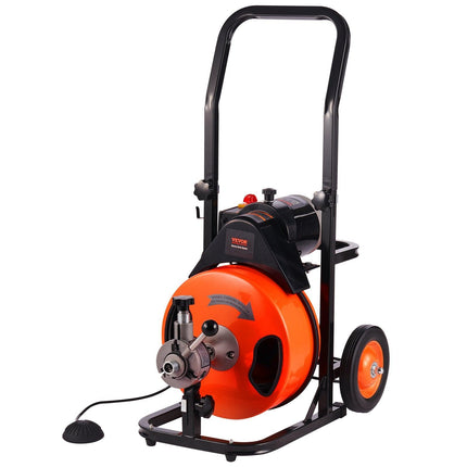 Drain Cleaner Machine Electric Drain Auger 100 FT x 3/8 In Auto Feed.