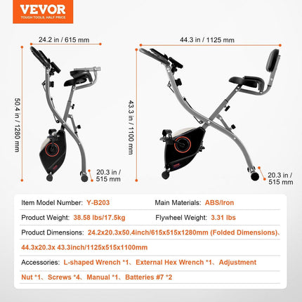 Folding Exercise Bike, Foldable Fitness Stationary Bike, Adjustable Magnetic Resistance Stationary Bike, Upright Indoor Cycling Bike for Home Gym Workout, Comfortable Seat Cushion, LCD Monitor.