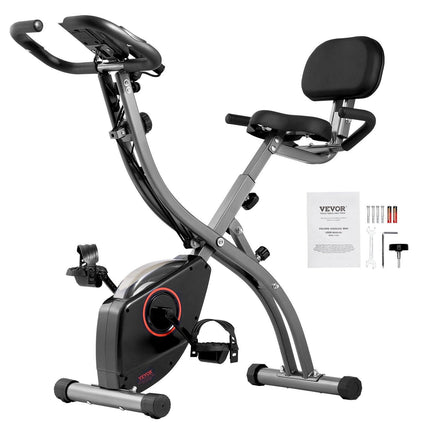 Folding Exercise Bike, Foldable Fitness Stationary Bike, Adjustable Magnetic Resistance Stationary Bike, Upright Indoor Cycling Bike for Home Gym Workout, Comfortable Seat Cushion, LCD Monitor.