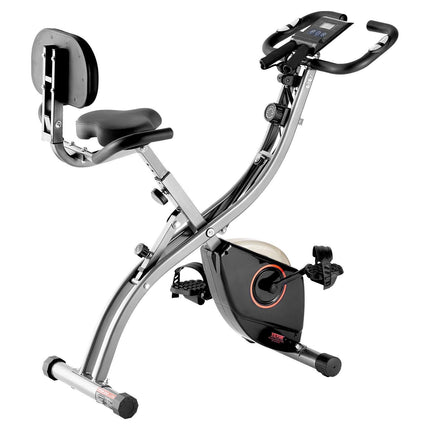Folding Exercise Bike, Foldable Fitness Stationary Bike, Adjustable Magnetic Resistance Stationary Bike, Upright Indoor Cycling Bike for Home Gym Workout, Comfortable Seat Cushion, LCD Monitor.