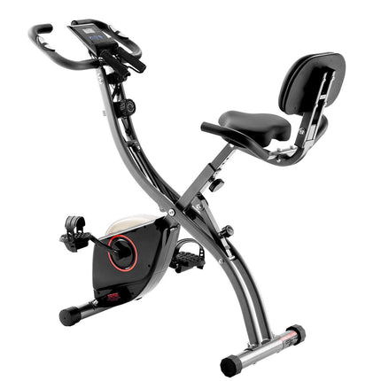 Folding Exercise Bike, Foldable Fitness Stationary Bike, Adjustable Magnetic Resistance Stationary Bike, Upright Indoor Cycling Bike for Home Gym Workout, Comfortable Seat Cushion, LCD Monitor.