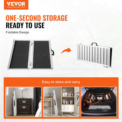 Portable Wheelchair Ramp 2FT, Non-Slip Aluminum Folding Handicap Ramp, Door Threshold Ramps for Wheelchair for Home,Wheel Chair Ramp Steps, Cars, Scooter, Cart, Curbs, Stairs.