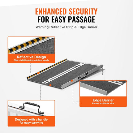 Portable Wheelchair Ramp 2FT, Non-Slip Aluminum Folding Handicap Ramp, Door Threshold Ramps for Wheelchair for Home,Wheel Chair Ramp Steps, Cars, Scooter, Cart, Curbs, Stairs.