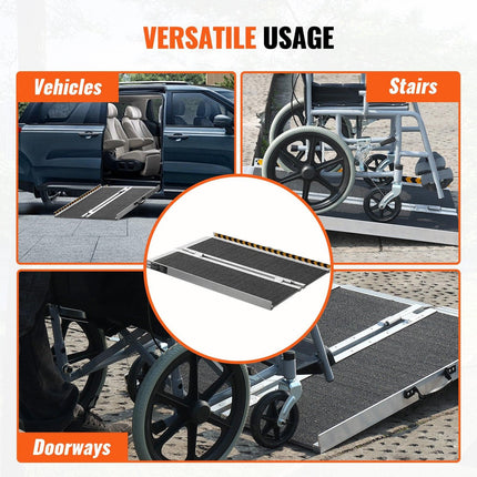 Portable Wheelchair Ramp 2FT, Non-Slip Aluminum Folding Handicap Ramp, Door Threshold Ramps for Wheelchair for Home,Wheel Chair Ramp Steps, Cars, Scooter, Cart, Curbs, Stairs.