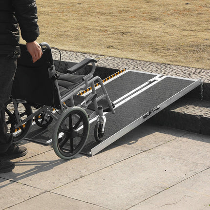 Portable Wheelchair Ramp, 183 cm 363 kg Capacity, Non-Slip Aluminum Folding Threshold Ramp, Foldable Mobility Scooter Ramp Wheel Chair Ramp, Handicap Ramp for Home Steps, Stairs, Doorways, Curbs.