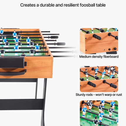 Folding Foosball Table, 106 cm Standard Size Table, Indoor Full Size Foosball Tables for Home, Family, and Game Room, Durable Soccer Set, Includes 2 Balls.