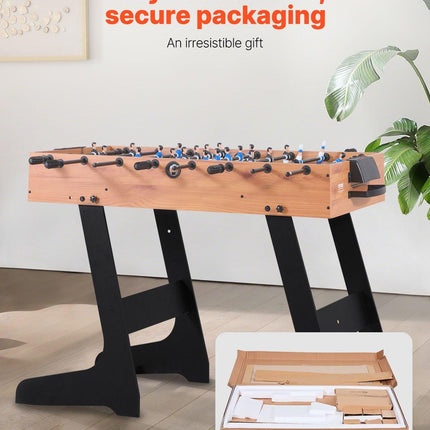 Folding Foosball Table, 106 cm Standard Size Table, Indoor Full Size Foosball Tables for Home, Family, and Game Room, Durable Soccer Set, Includes 2 Balls.