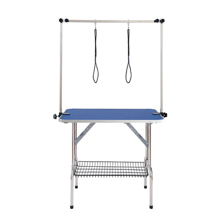 Pet Grooming Table Two Arms with Clamp, 915 x 610mm Dog Grooming Station, Foldable Pets Grooming Stand for Medium and Small Dogs, Free Two No Sit Haunch Holder with Grooming Loop, Bearing 150kg.