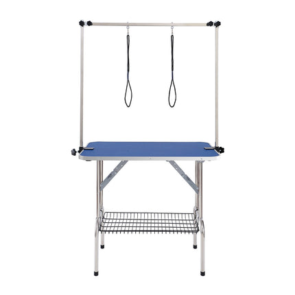 Pet Grooming Table Two Arms with Clamp, 915 x 610mm Dog Grooming Station, Foldable Pets Grooming Stand for Medium and Small Dogs, Free Two No Sit Haunch Holder with Grooming Loop, Bearing 150kg.