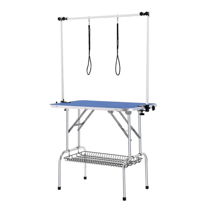 Pet Grooming Table Two Arms with Clamp, 915 x 610mm Dog Grooming Station, Foldable Pets Grooming Stand for Medium and Small Dogs, Free Two No Sit Haunch Holder with Grooming Loop, Bearing 150kg.