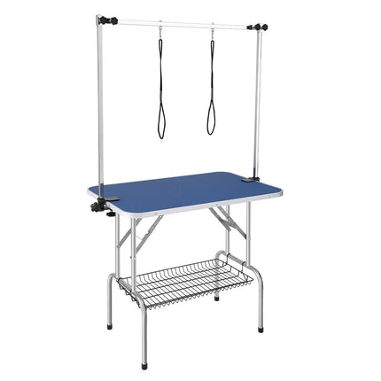 Pet Grooming Table Two Arms with Clamp, 915 x 610mm Dog Grooming Station, Foldable Pets Grooming Stand for Medium and Small Dogs, Free Two No Sit Haunch Holder with Grooming Loop, Bearing 150kg.