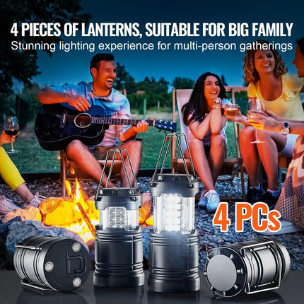 LED Camping Lanterns Collapsible Battery Powered Flashlights Set of 4.