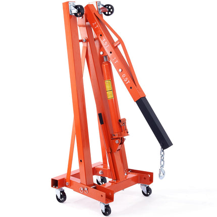 Hydraulic Engine Hoist with Lever, 2000KG Heavy-duty Cherry Picker Shop Crane, Foldable Engine Crane and Engine Hoist leveler for Auto Repair, Motors, Weights Lifting, Loading.