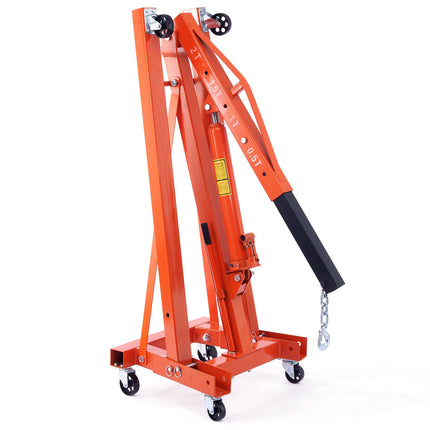 Hydraulic Engine Hoist with Lever, 2000KG Heavy-duty Cherry Picker Shop Crane, Foldable Engine Crane and Engine Hoist leveler for Auto Repair, Motors, Weights Lifting, Loading.