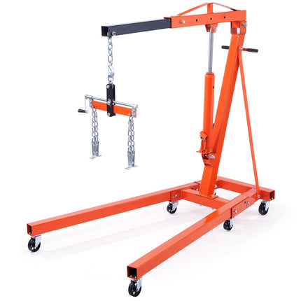 Hydraulic Engine Hoist with Lever, 2000KG Heavy-duty Cherry Picker Shop Crane, Foldable Engine Crane and Engine Hoist leveler for Auto Repair, Motors, Weights Lifting, Loading.