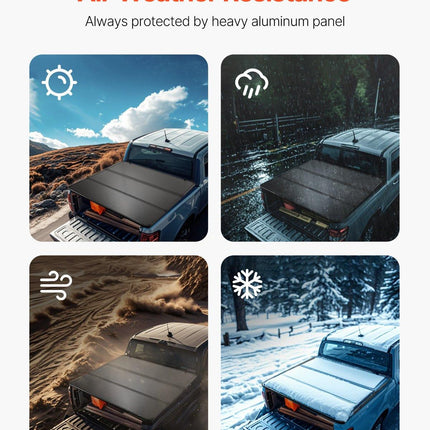 Tri-Fold Truck Bed Tonneau Cover, Compatible with 2015-2024 Ford F-150, 2004 mm Bed, Only Fit 2004 x 1656 mm Inside Bed, 181.4 kg Load Capacity with Built-in LED Light, Quick Folding, Black.