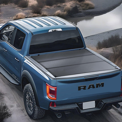 Tri-Fold Truck Bed Tonneau Cover, Compatible with 2015-2024 Ford F-150, 2004 mm Bed, Only Fit 2004 x 1656 mm Inside Bed, 181.4 kg Load Capacity with Built-in LED Light, Quick Folding, Black.