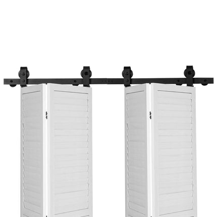 Bi-Folding Sliding Barn Door Hardware Track Kit, 52" Top Mount Track Kit, Slide Smoothly & Quietly, Heavy Duty, Easy to Install, Suitable for Four 12" Closet Pantry Laundry Doors (Not Included).