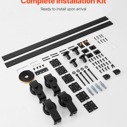 Bi-Folding Sliding Barn Door Hardware Track Kit, 52" Top Mount Track Kit, Slide Smoothly & Quietly, Heavy Duty, Easy to Install, Suitable for Four 12" Closet Pantry Laundry Doors (Not Included).