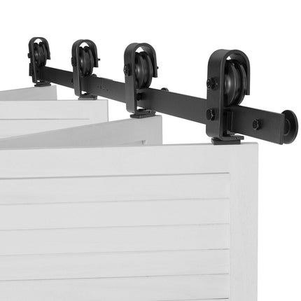 Bi-Folding Sliding Barn Door Hardware Track Kit, 52" Top Mount Track Kit, Slide Smoothly & Quietly, Heavy Duty, Easy to Install, Suitable for Four 12" Closet Pantry Laundry Doors (Not Included).