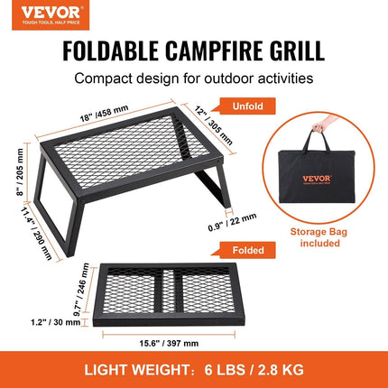 Folding Campfire Grill Portable Camping Fire Pit Steel Outdoor BBQ Picnic.