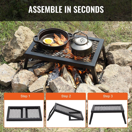 Folding Campfire Grill Portable Camping Fire Pit Steel Outdoor BBQ Picnic.
