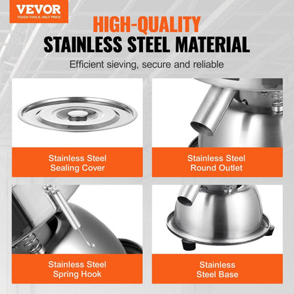 Automatic Electric Vibrating Sieve, Stainless Steel Sifter Shaker Machine with 30+50 Mesh, 45W Automatic Powder Sifter Machine Countertop, Electric Sieve Shaker for Flour Powers, Mungbean, Rice.
