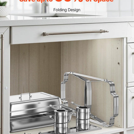 8 Qt 2 Pack Rectangle Chafing Dish Buffet Set Fullsize Pan Stainless Steel.