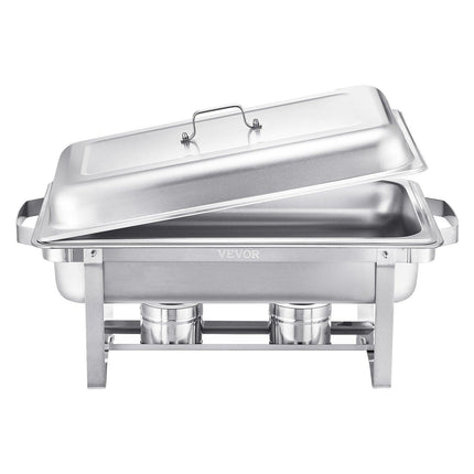 8 Qt 2 Pack Rectangle Chafing Dish Buffet Set Fullsize Pan Stainless Steel.