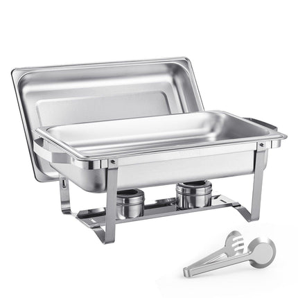 8 Qt 2 Pack Rectangle Chafing Dish Buffet Set Fullsize Pan Stainless Steel.