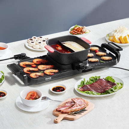 Hot Pot with Grill 2300W 2-in-1 Electric Smokeless BBQ with Removable Pot.