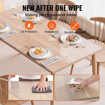 Plastic Table Cover, 42 x 60 Inch 2.0 mm Thick Clear Table Protector, Rectangle PVC Desk Mat, Waterproof & Easy Cleaning Desk Pad Tablecloth, for Office Dresser Dining Room Table Night Stand.