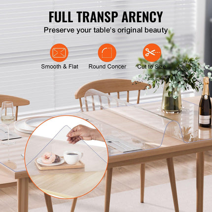 Plastic Table Cover, 42 x 60 Inch 2.0 mm Thick Clear Table Protector, Rectangle PVC Desk Mat, Waterproof & Easy Cleaning Desk Pad Tablecloth, for Office Dresser Dining Room Table Night Stand.