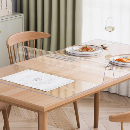 Plastic Table Cover, 42 x 60 Inch 2.0 mm Thick Clear Table Protector, Rectangle PVC Desk Mat, Waterproof & Easy Cleaning Desk Pad Tablecloth, for Office Dresser Dining Room Table Night Stand.