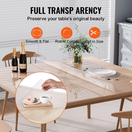 Plastic Table Cover, 48 x 48 Inch 1.5 mm Thick Clear Table Protector, Square PVC Desk Mat, Waterproof & Easy Cleaning Desk Pad Tablecloth, for Office Dresser Dining Room Table Night Stand.