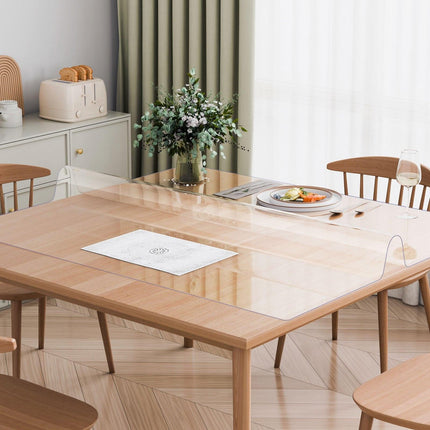 Plastic Table Cover, 48 x 48 Inch 1.5 mm Thick Clear Table Protector, Square PVC Desk Mat, Waterproof & Easy Cleaning Desk Pad Tablecloth, for Office Dresser Dining Room Table Night Stand.