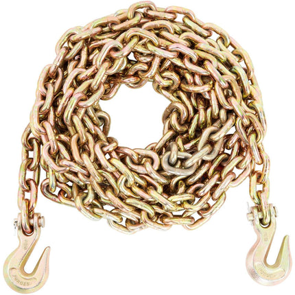 Transport Binder Chain, 220 kg Working Load Limit, 3/8'' x 20' G80 Tow Chain Tie Down with Grab Hooks, DOT Certified, Galvanized Coating Manganese Steel for Dock Factory Construction Site.