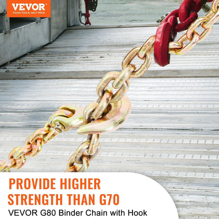 Transport Binder Chain, 2222 kg Working Load Limit, 5/16''x20' G80 Tow Chain Tie Down with Grab Hooks, DOT Certified, Galvanized Coating Manganese Steel for Dock Factory Construction Site, 2Pack.