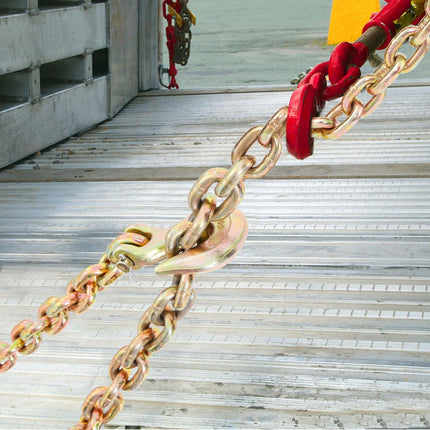 Transport Binder Chain, 2222 kg Working Load Limit, 5/16''x20' G80 Tow Chain Tie Down with Grab Hooks, DOT Certified, Galvanized Coating Manganese Steel for Dock Factory Construction Site, 2Pack.