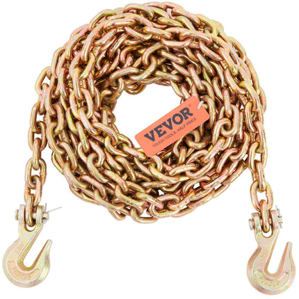 Transport Binder Chain, 2222 kg Working Load Limit, 5/16''x20' G80 Tow Chain Tie Down with Grab Hooks, DOT Certified, Galvanized Coating Manganese Steel for Dock Factory Construction Site, 2Pack.