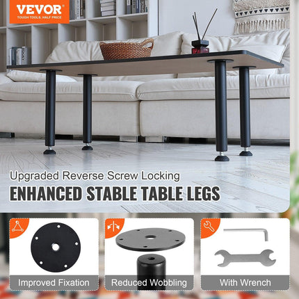 406.4MM Adjustable Desk Legs, Reinforced Steel Office Table Furniture legs Set of 4 for DIY, 1200 lbs Load Capacity Heavy Duty Desk Legs, Quick Instalation Legs with Adjustable Foot Cup Black.
