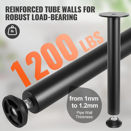 406.4MM Adjustable Desk Legs, Reinforced Steel Office Table Furniture legs Set of 4 for DIY, 1200 lbs Load Capacity Heavy Duty Desk Legs, Quick Instalation Legs with Adjustable Foot Cup Black.