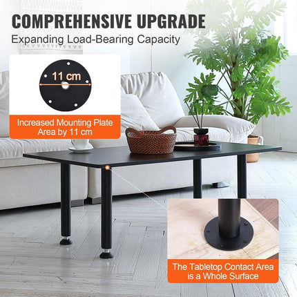 406.4MM Adjustable Desk Legs, Reinforced Steel Office Table Furniture legs Set of 4 for DIY, 1200 lbs Load Capacity Heavy Duty Desk Legs, Quick Instalation Legs with Adjustable Foot Cup Black.