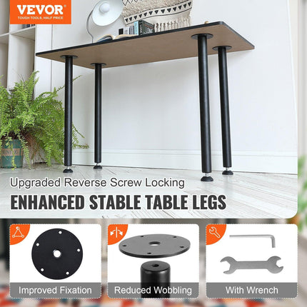 711.2MM Adjustable Desk Legs, Reinforced Steel Office Table Furniture legs Set of 4 for DIY, 544.3KG Load Capacity Heavy Duty Desk Legs, Quick Instalation Legs with Adjustable Foot Cup Black.