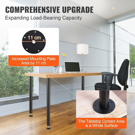 711.2MM Adjustable Desk Legs, Reinforced Steel Office Table Furniture legs Set of 4 for DIY, 544.3KG Load Capacity Heavy Duty Desk Legs, Quick Instalation Legs with Adjustable Foot Cup Black.