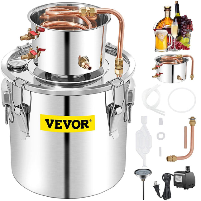50L Water Alcohol Distiller Copper Moonshinestill Brewing w/ Water Pump.