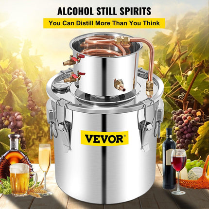 50L Water Alcohol Distiller Copper Moonshinestill Brewing w/ Water Pump.